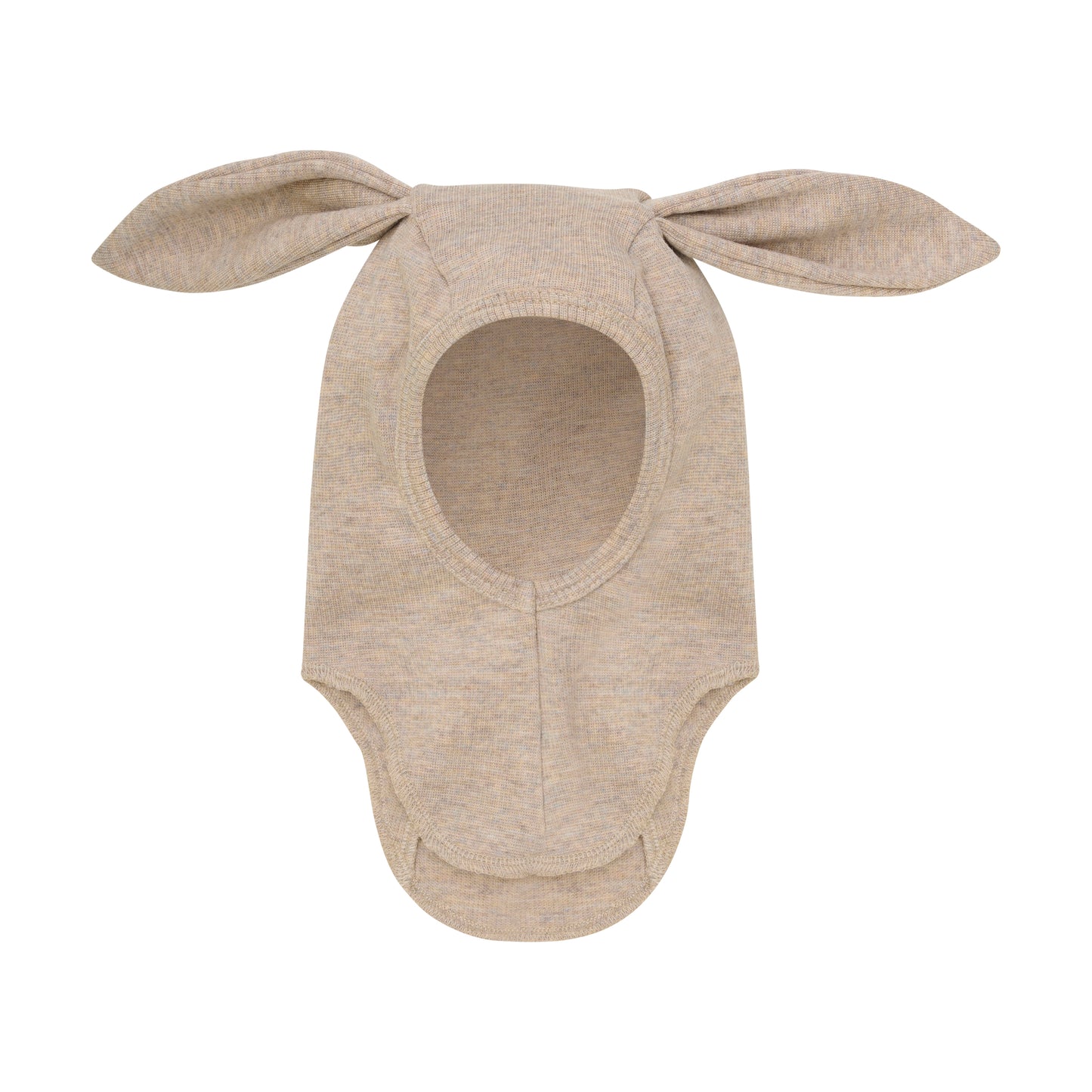 Balaclava Ears Wool Rib - Camel Melange