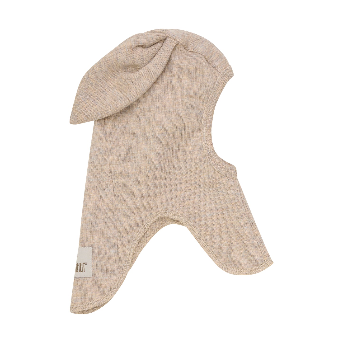 Balaclava Ears Wool Rib - Camel Melange
