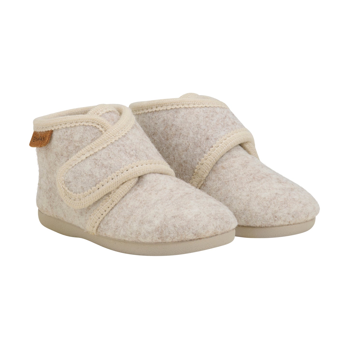 Slippers Wool Velcro -Sand Melange
