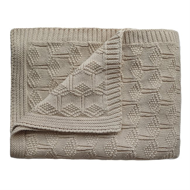 Mushie strikket babyteppe - Honeycomb Beige