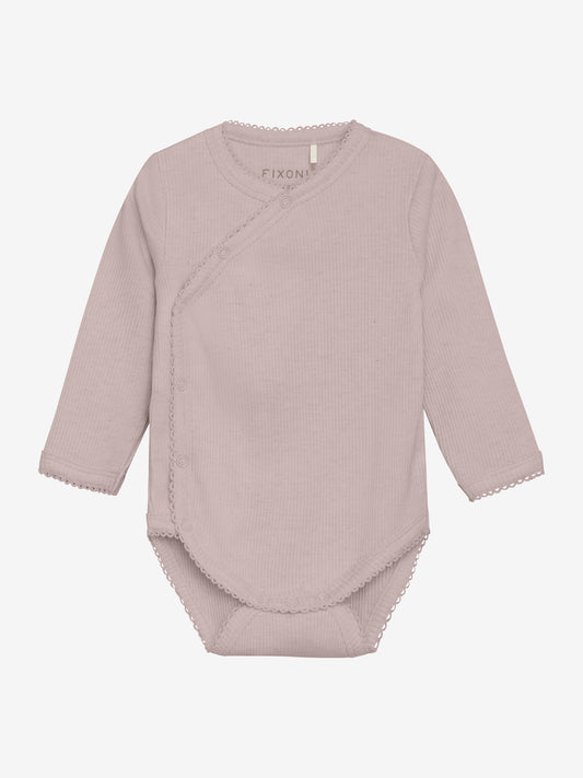 Wrap Body LS Melange Rib - Pale Mauve Melange