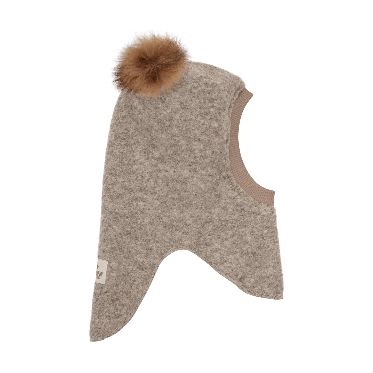 Balaclava Wool Alpaca Pompoms - Camel Melange