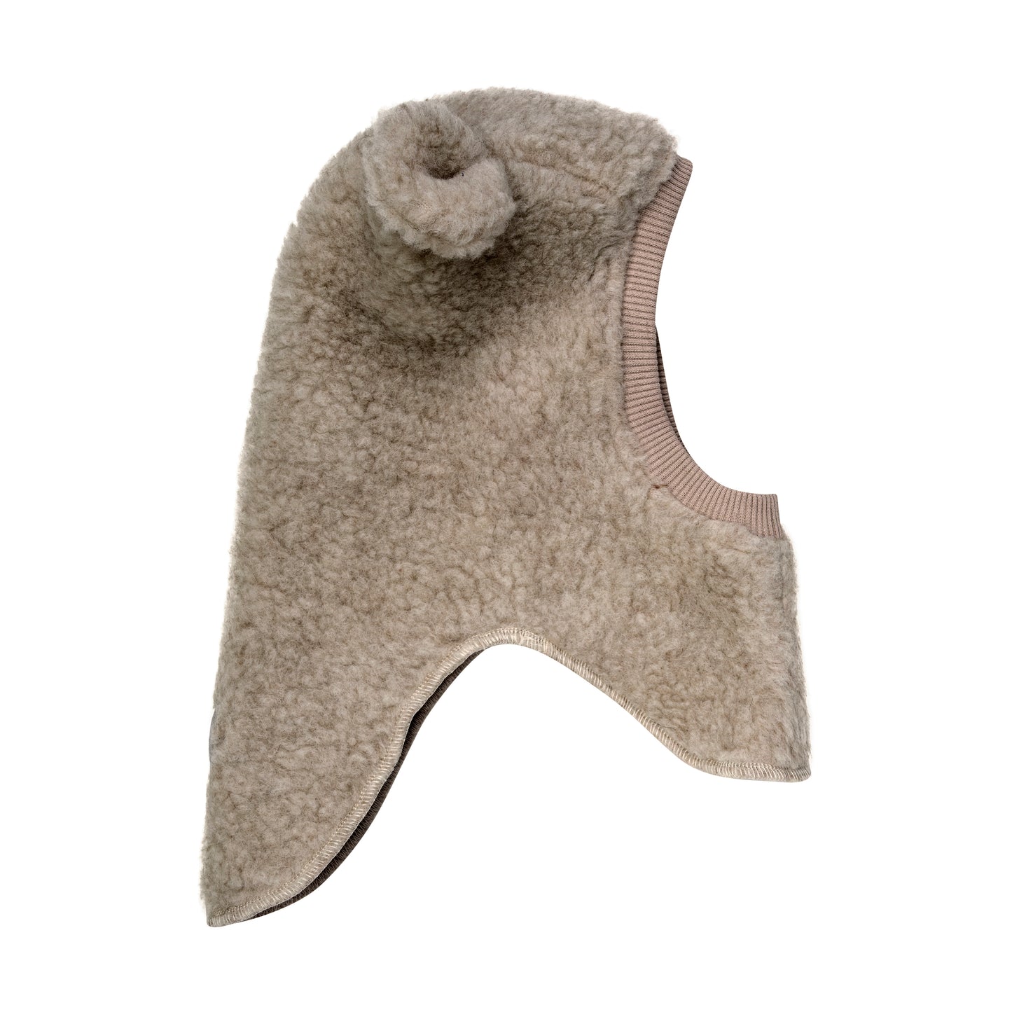 Balaclava Ears Wool Teddy - Camel Melange