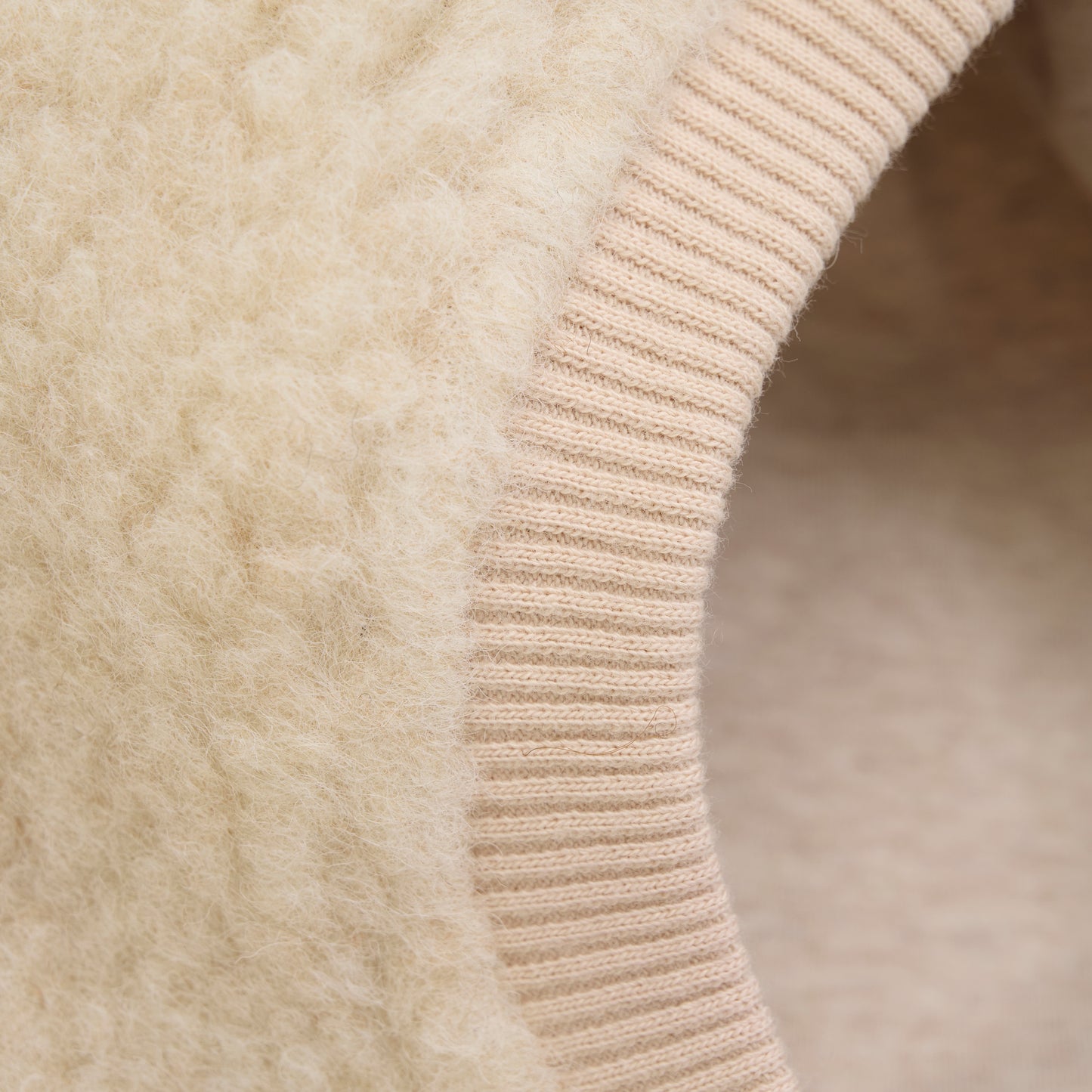 Balaclava Ears Wool Teddy - Cement