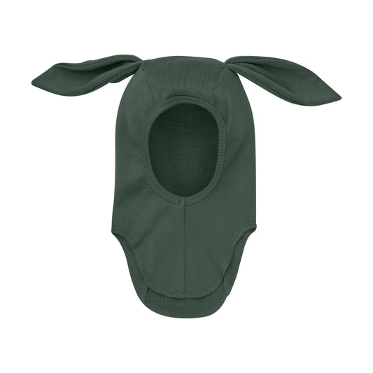 Balaclava Ears Wool Rib - Beetle