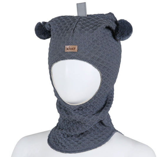 Kivat Balaclava Ull - Slate Grey waffle knit