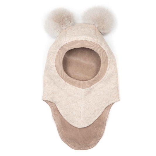 Balaclava Wool Alpaca Pompoms - Sand Melange