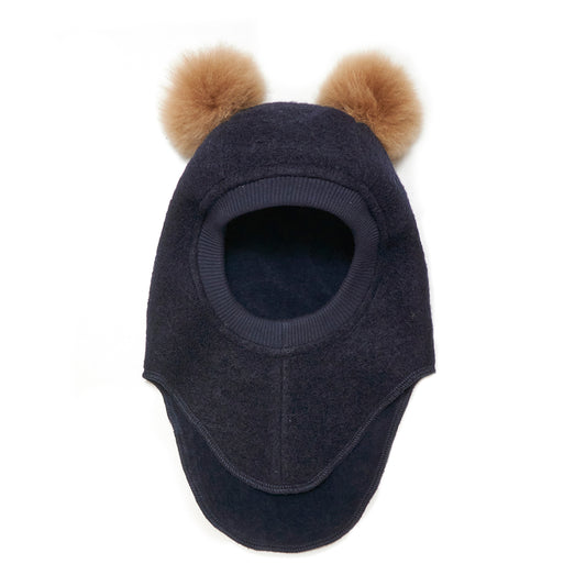 Balaclava Wool Alpaca Pompoms - Dark Navy