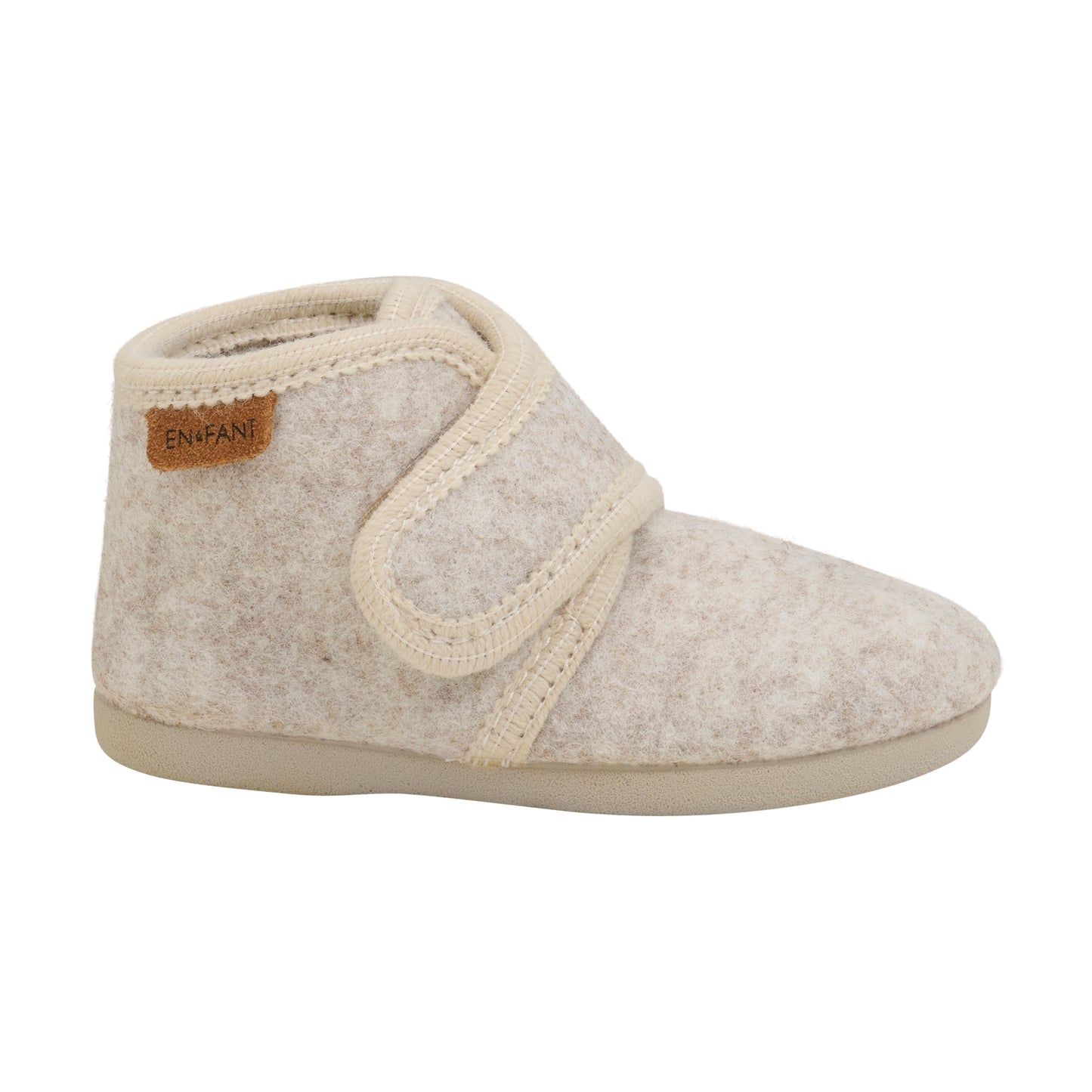 Slippers Wool Velcro -Sand Melange