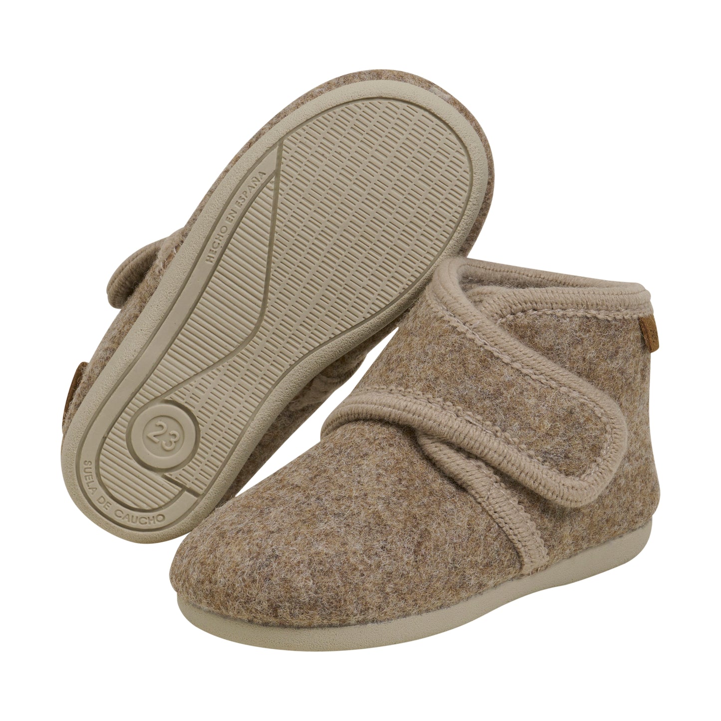 Slippers Wool Velcro - Walnut Melange