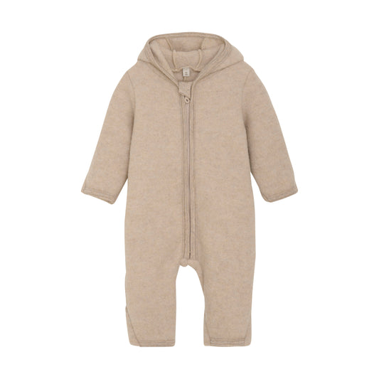 Pram Suit Ears Wool Fleece - Camel Melange