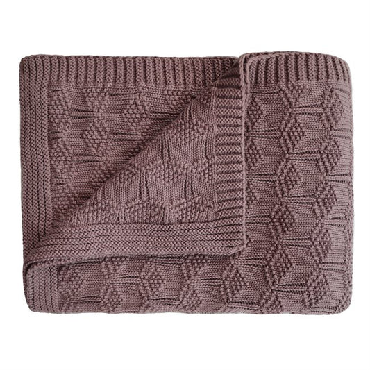 Mushie strikket babyteppe - Honeycomb Desert Rose
