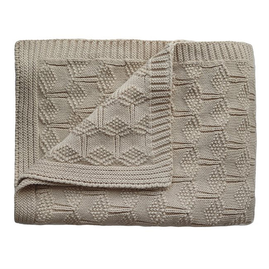 Mushie strikket babyteppe - Honeycomb Beige