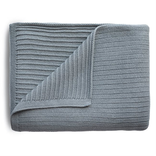 Mushie strikket  babyteppe - Ribbed Smoke