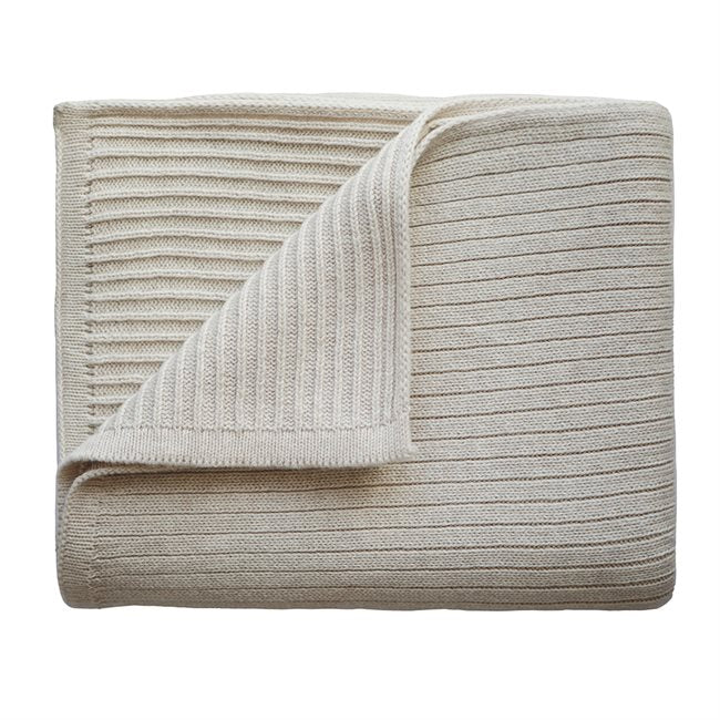 Mushie strikket babyteppe - Ribbed Beige Melange