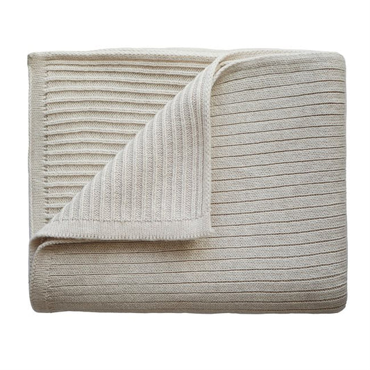 Mushie strikket babyteppe - Ribbed Beige Melange