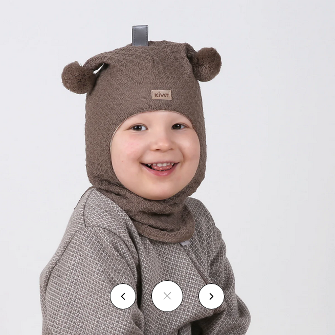 Kivat Balaclava Ull - Brown Melange waffle knit