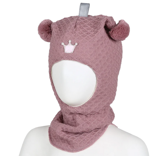Kivat Balaclava Ull - Dusty Rose Crown waffle knit